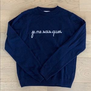French Navy Blue wool sweater BARNEYS